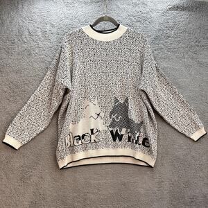 Vintage Brunny 2XL? Sweater Terrier Black and White Unique Dog Lover Fun